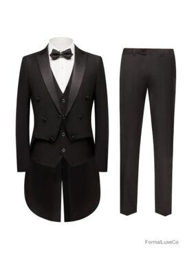 3-Piece Slim Fit Men's Tuxedo Suit Set with Waistcoat